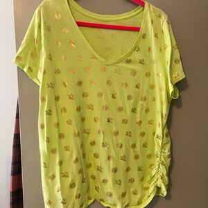 Lane Bryant Lime Short Sleeve Top with Gold Accents